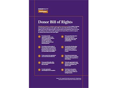 HonorHealth Foundation Donor Bill of Rights